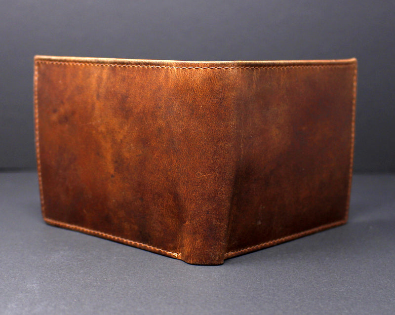RFID Distressed Full-Grain Leather Bi-Fold Wallet