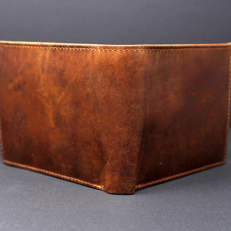 RFID Distressed Full-Grain Leather Bi-Fold Wallet