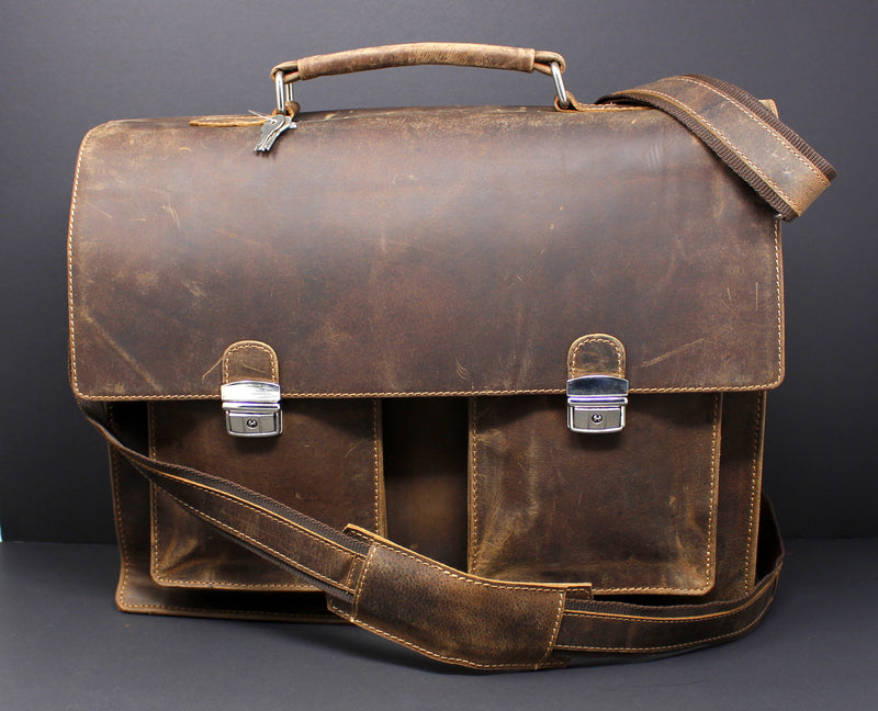 Cowhide Full Grain Distressed Leather Portfolio/Laptop Bag