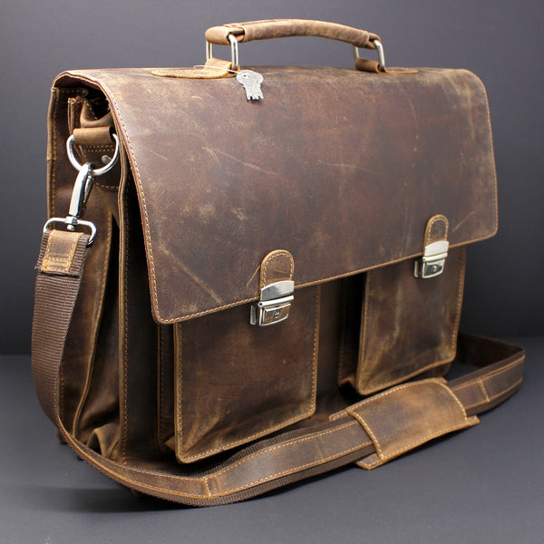 Cowhide Full Grain Distressed Leather Portfolio/Laptop Bag