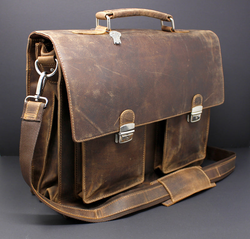 Cowhide Full Grain Distressed Leather Portfolio/Laptop Bag