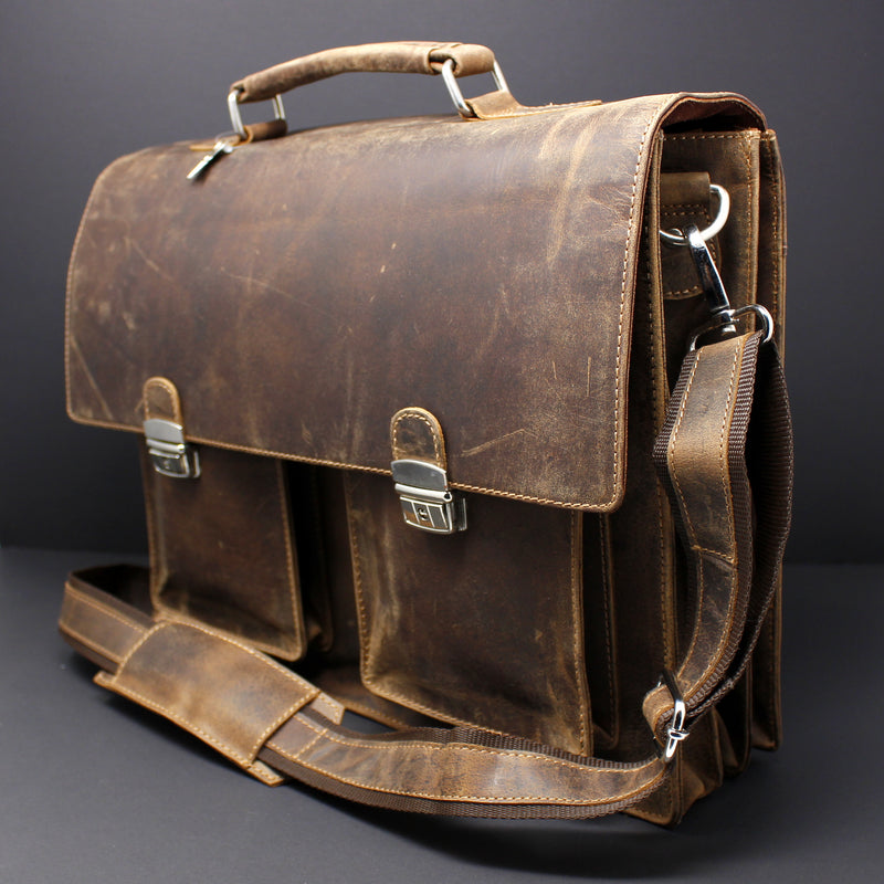Cowhide Full Grain Distressed Leather Portfolio/Laptop Bag