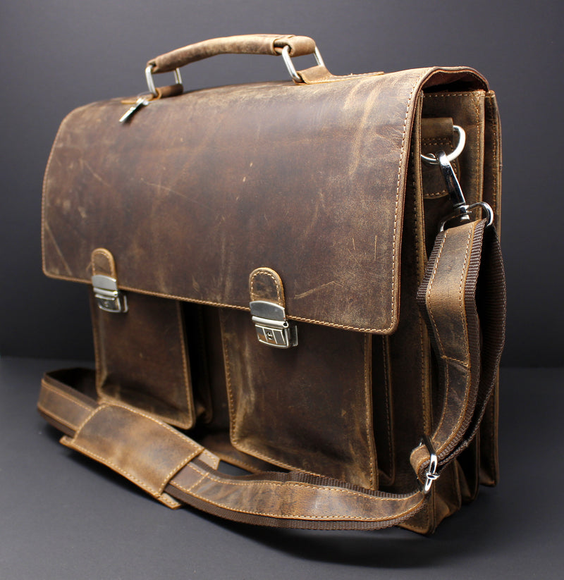 Cowhide Full Grain Distressed Leather Portfolio/Laptop Bag