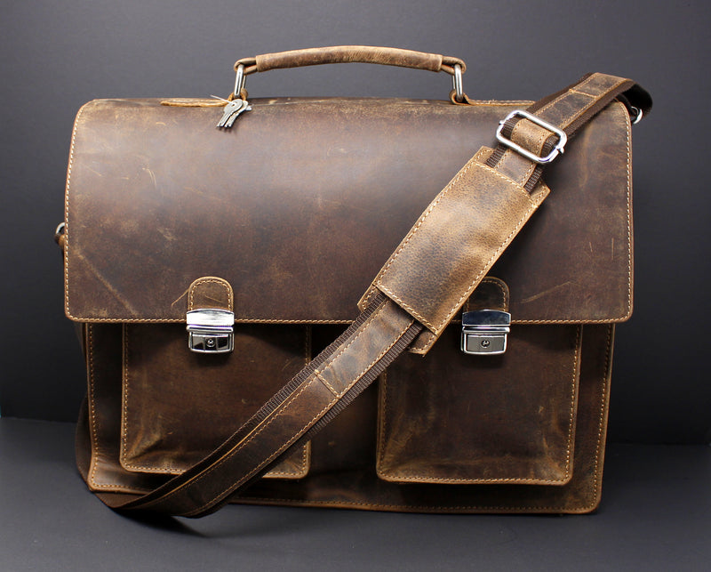 Cowhide Full Grain Distressed Leather Portfolio/Laptop Bag