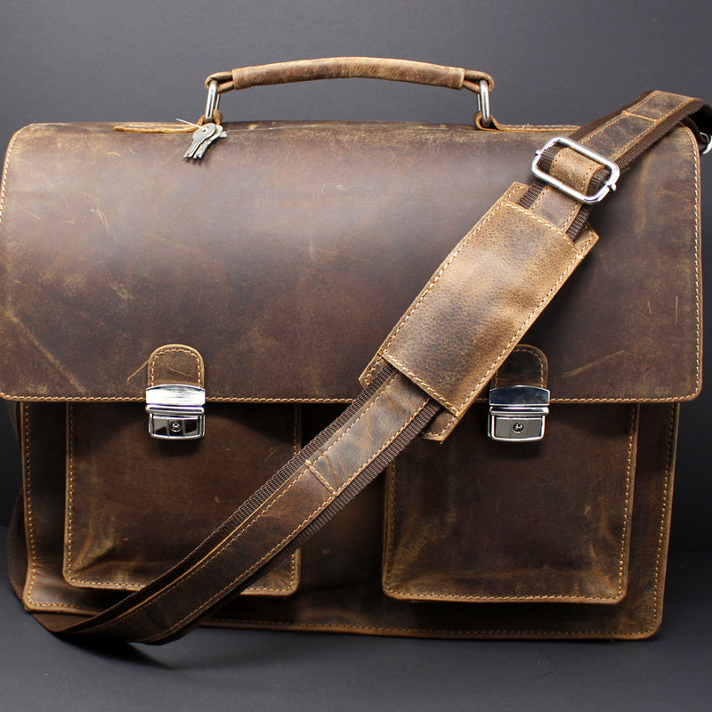 Cowhide Full Grain Distressed Leather Portfolio/Laptop Bag