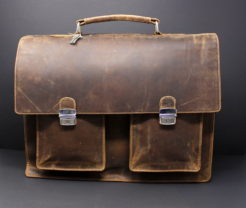Cowhide Full Grain Distressed Leather Portfolio/Laptop Bag