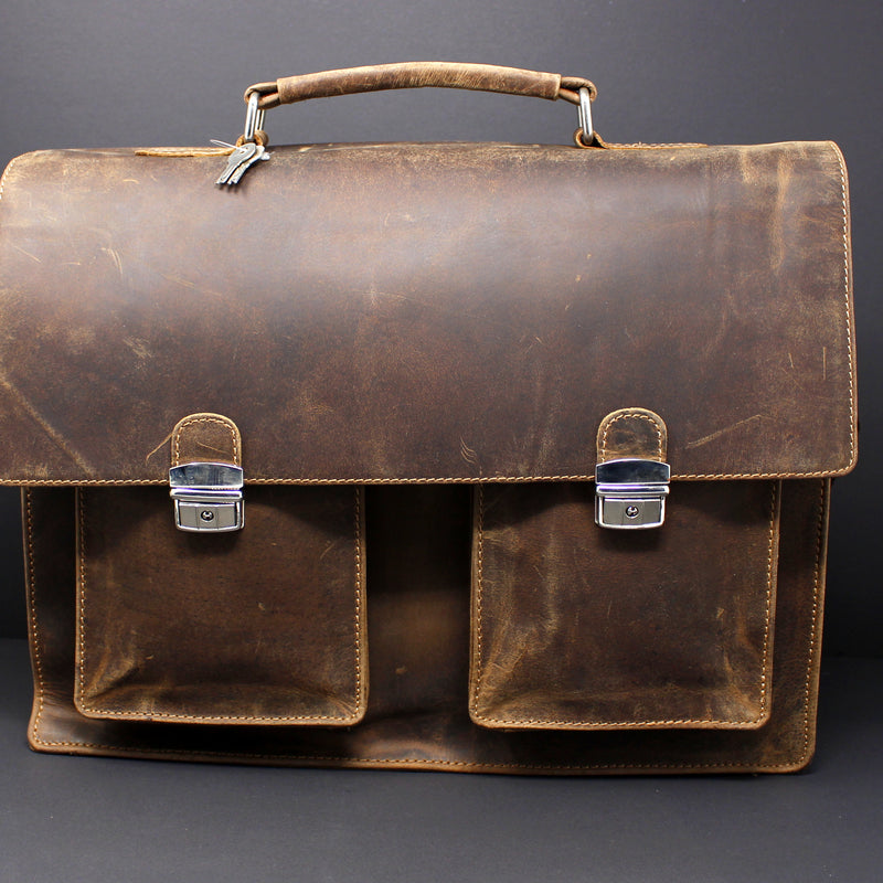 Cowhide Full Grain Distressed Leather Portfolio/Laptop Bag