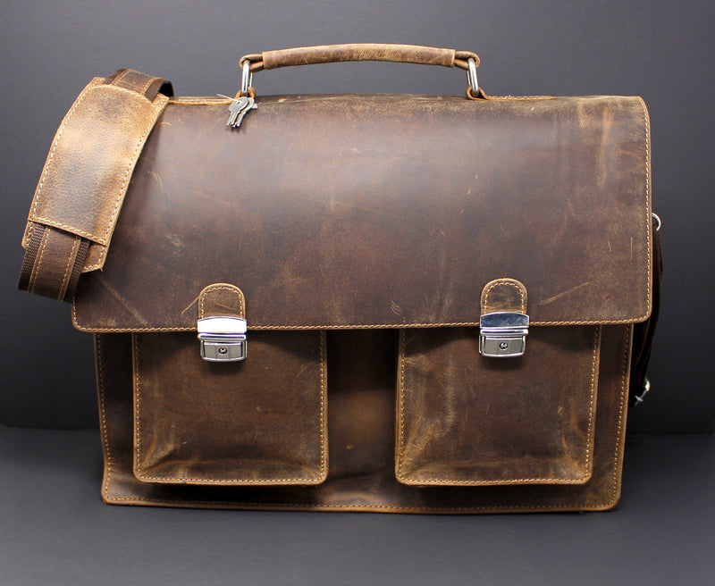 Cowhide Full Grain Distressed Leather Portfolio/Laptop Bag