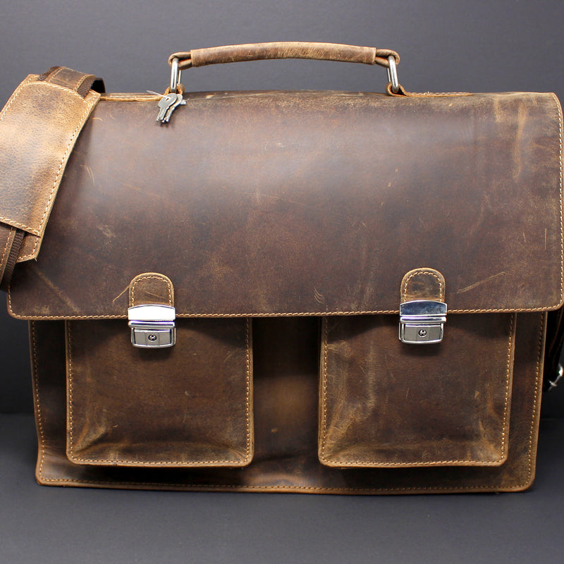 Cowhide Full Grain Distressed Leather Portfolio/Laptop Bag