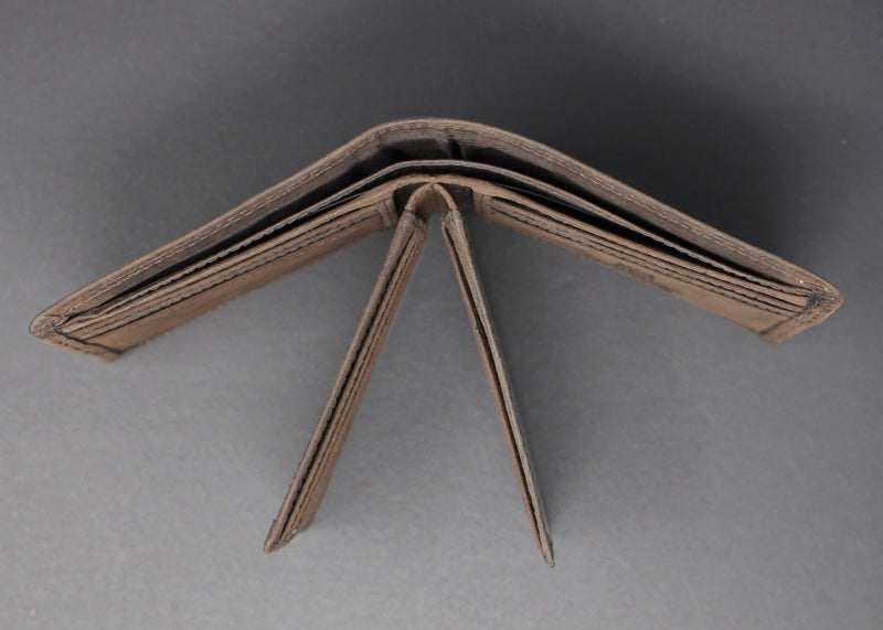 RFID Distressed Full-Grain Hunter Leather Bi-Fold Wallet