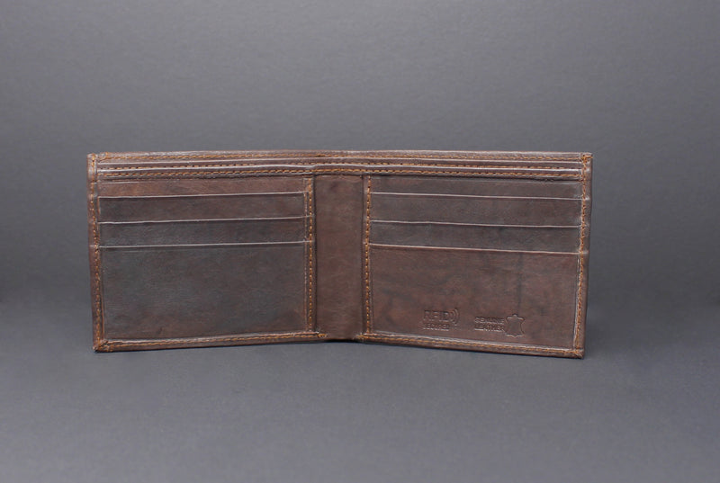 RFID Cowhide Leather Bi-Fold Slim Wallet With A Slide Out Removable Card Case