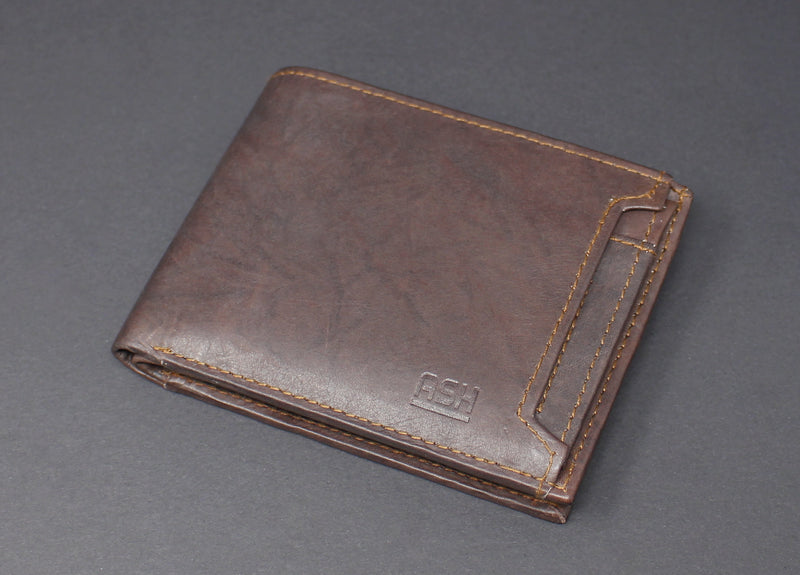 RFID Cowhide Leather Bi-Fold Slim Wallet With A Slide Out Removable Card Case