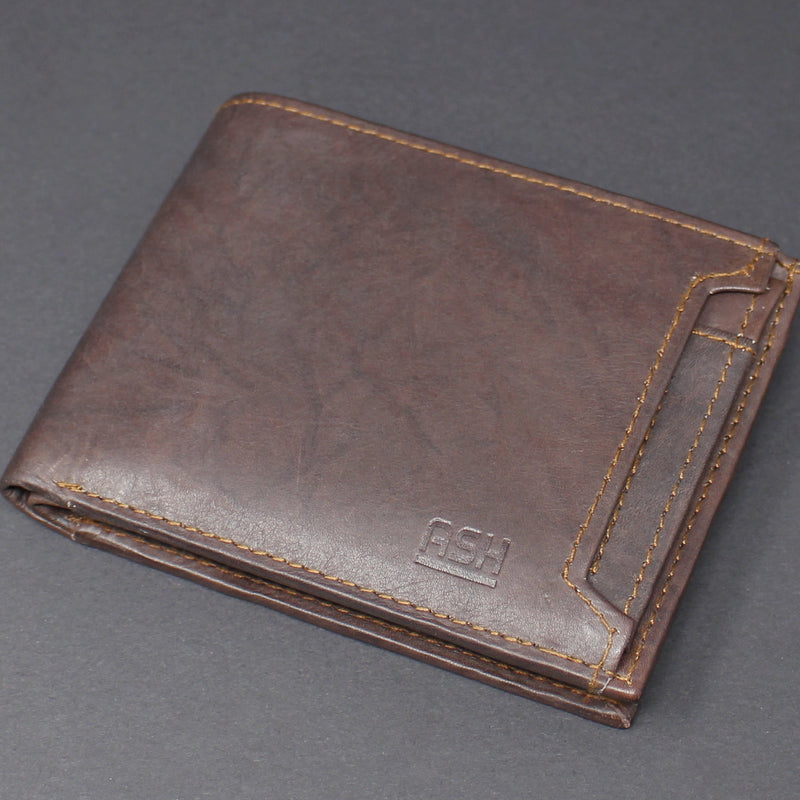 RFID Cowhide Leather Bi-Fold Slim Wallet With A Slide Out Removable Card Case