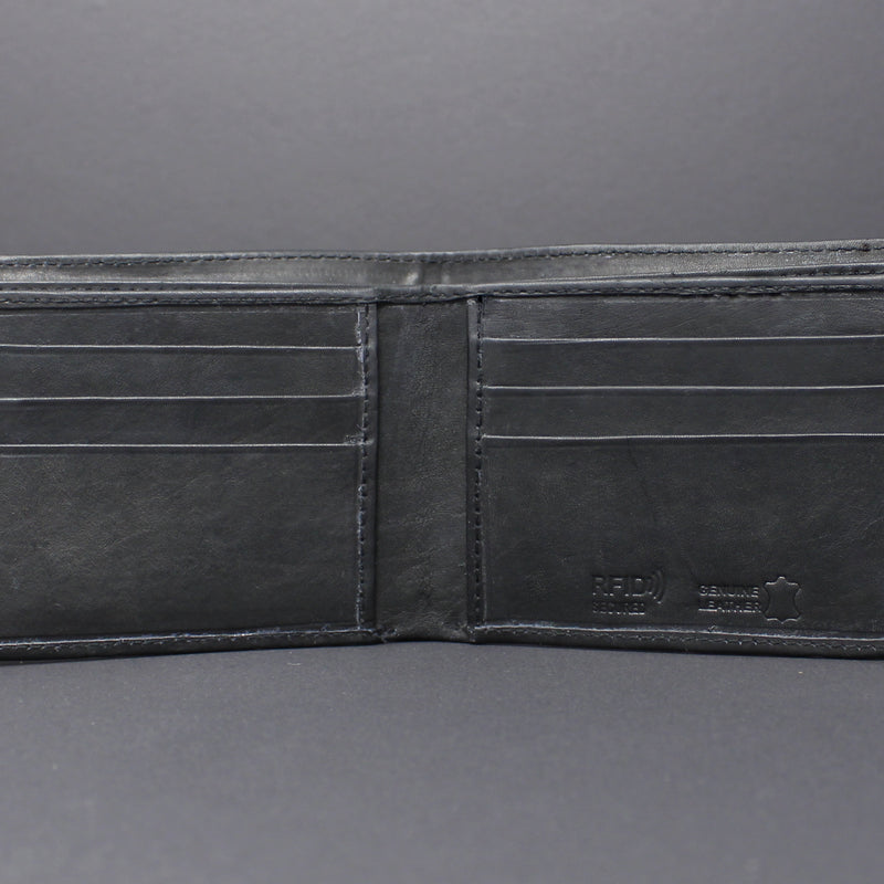 RFID Cowhide Leather Bi-Fold Slim Wallet With A Slide Out Removable Card Case