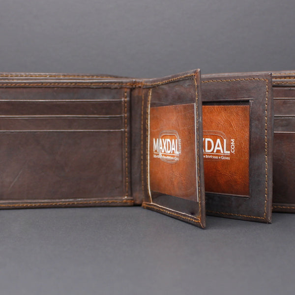 RFID Cowhide Leather Bi-Fold Wallet