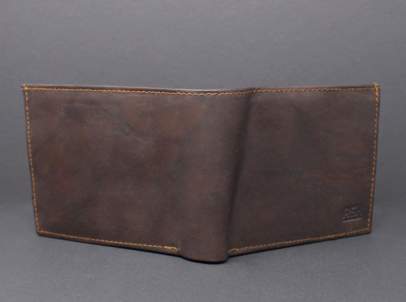 RFID Cowhide Leather Bi-Fold Wallet