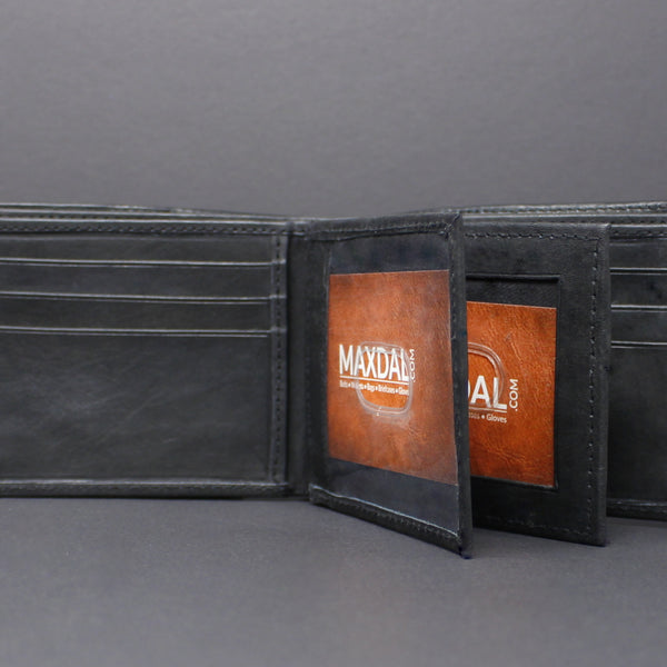 RFID Cowhide Leather Bi-Fold Wallet