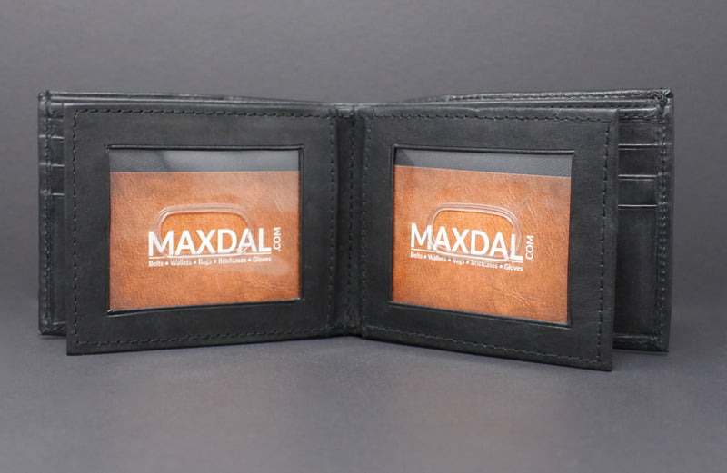 RFID Cowhide Leather Bi-Fold Wallet