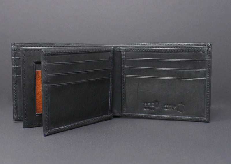 RFID Cowhide Leather Bi-Fold Wallet