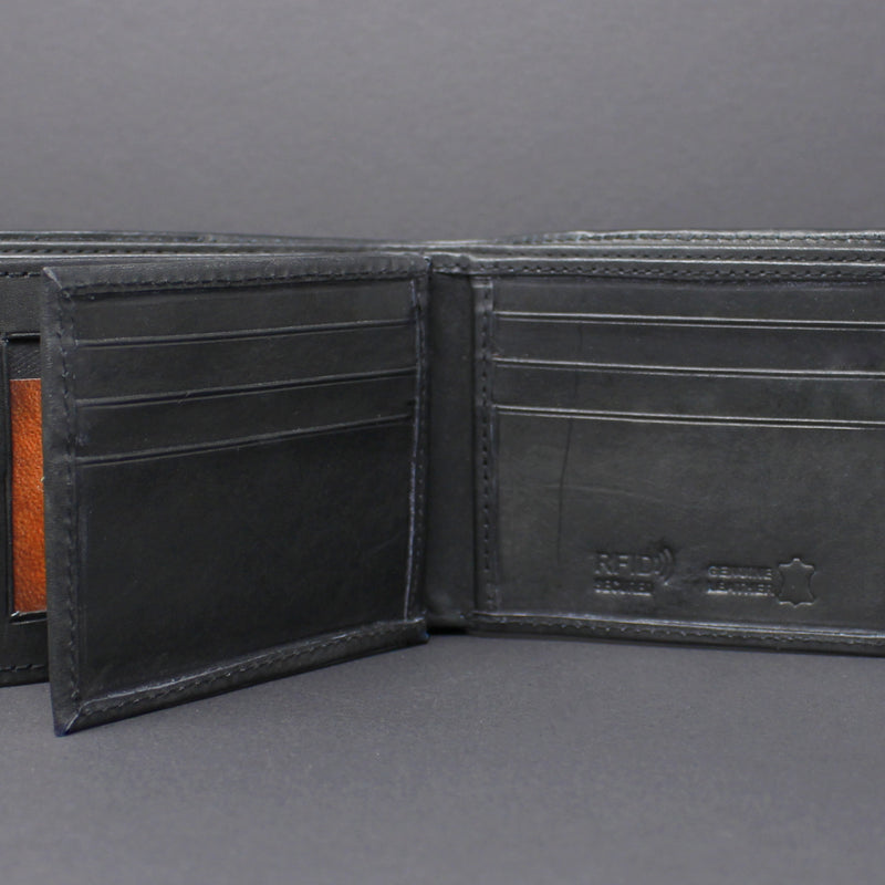 RFID Cowhide Leather Bi-Fold Wallet