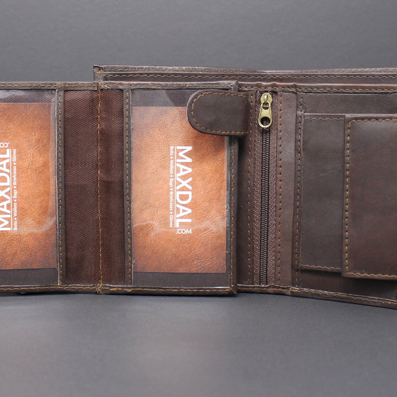 RFID Cowhide Leather Bi-Fold Vertical Wallet