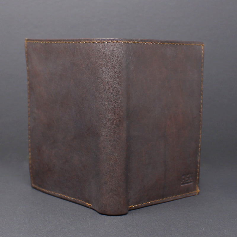 RFID Cowhide Leather Bi-Fold Vertical Wallet