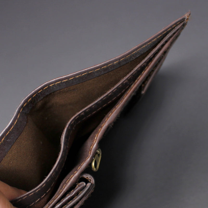 RFID Cowhide Leather Bi-Fold Vertical Wallet