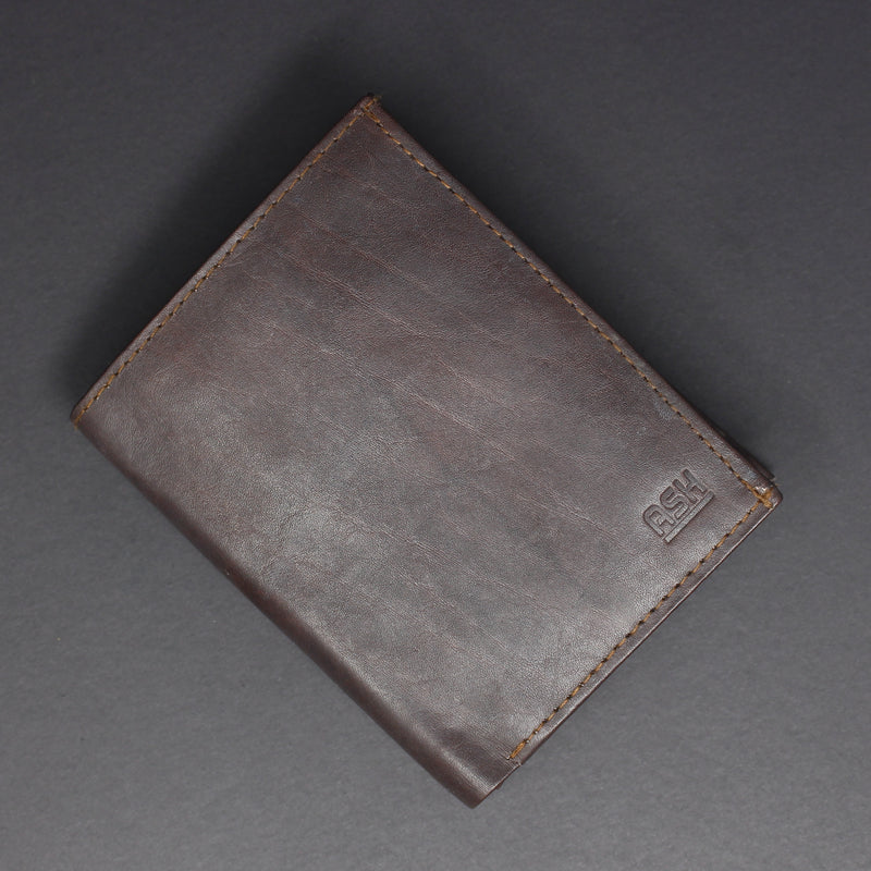 RFID Cowhide Leather Bi-Fold Vertical Wallet