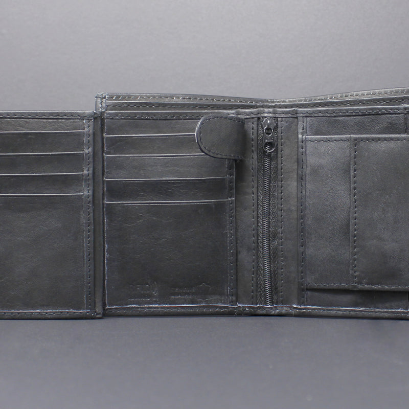 RFID Cowhide Leather Bi-Fold Vertical Wallet