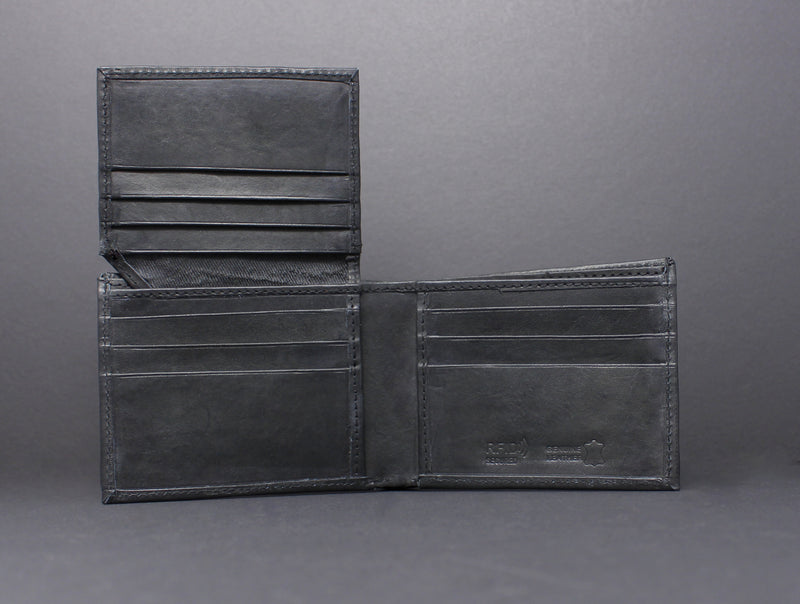 RFID Cowhide Leather Bi-Fold Slim Wallet