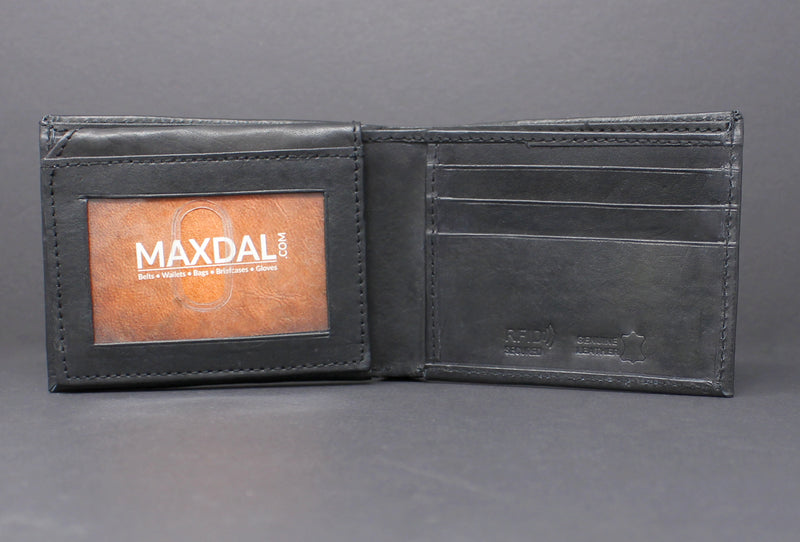RFID Cowhide Leather Bi-Fold Slim Wallet