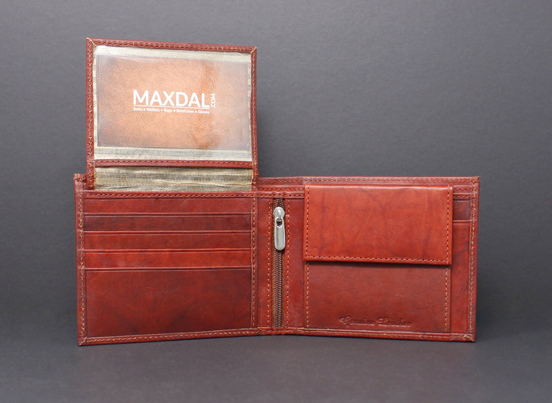 Cowhide Leather Bi-Fold Wallet