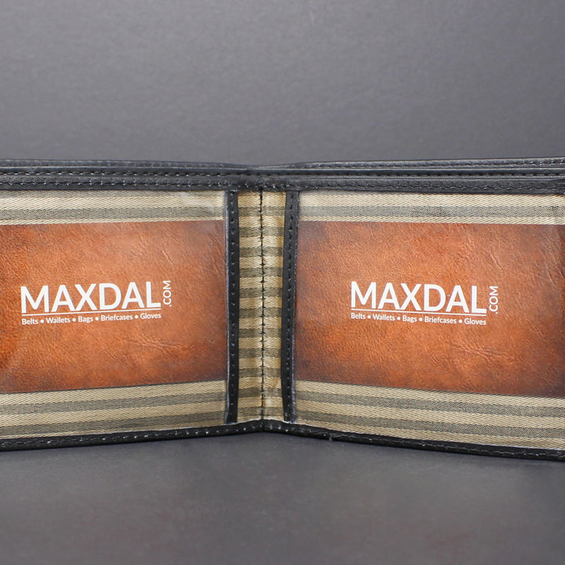 Men's Geniune Cowhide Bi-Fold Leather Wallet With Snap