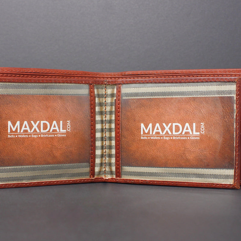 Men's Genuine Cowhide Bi-Fold Leather Wallet With Snap