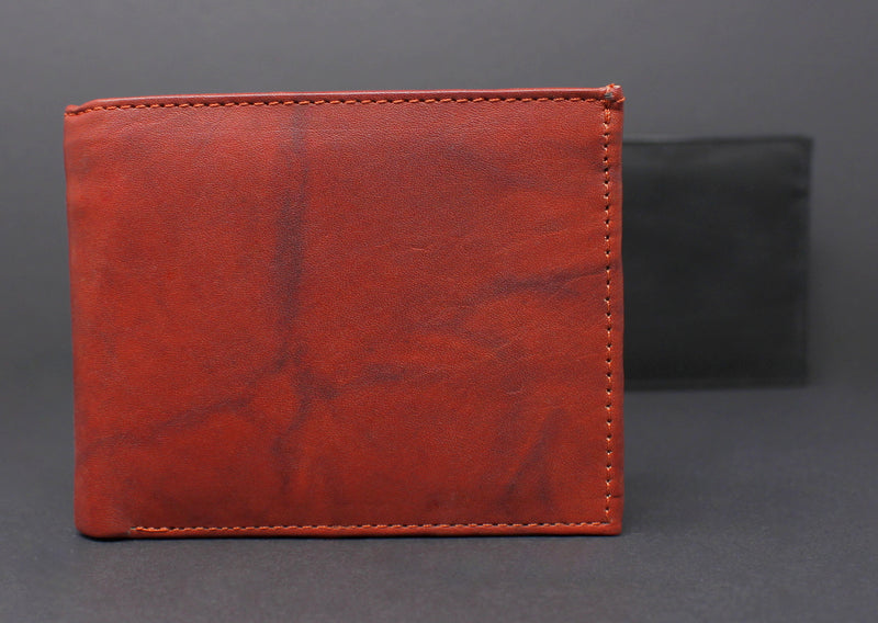 Men's Genuine Cowhide Bi-Fold Leather Wallet With Snap