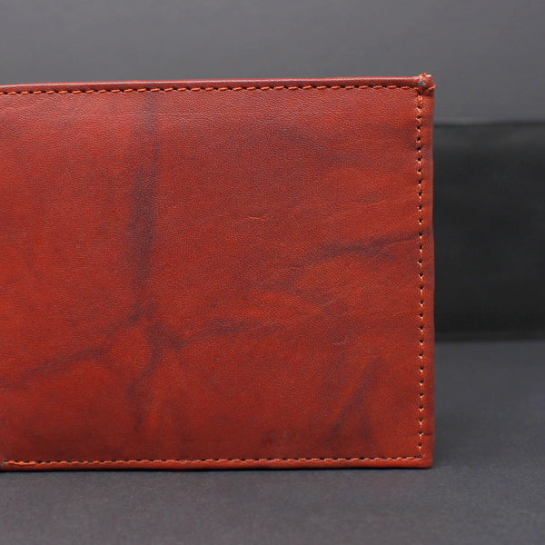 Men's Genuine Cowhide Bi-Fold Leather Wallet With Snap