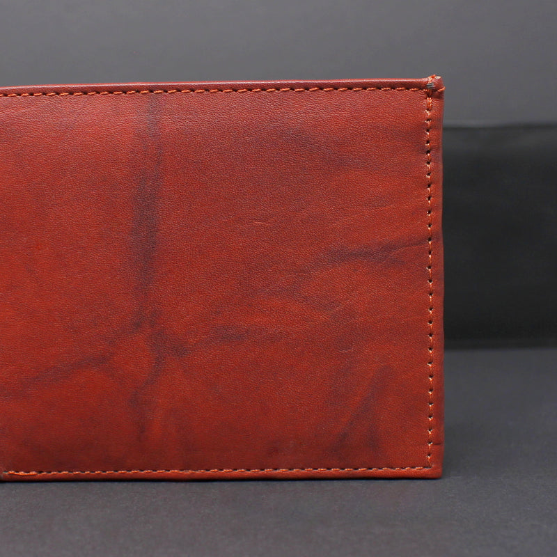 Men's Genuine Cowhide Bi-Fold Leather Wallet With Snap