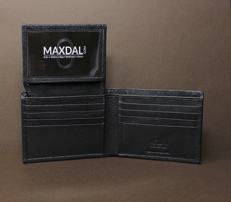 RFID Cowhide Full-Grain Leather Bi-Fold Wallet