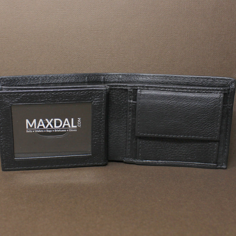 RFID Cowhide Full-Grain Leather Bi-Fold Wallet