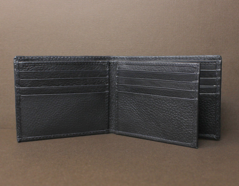 RFID Cowhide Full-Grain Leather Bi-Fold Wallet