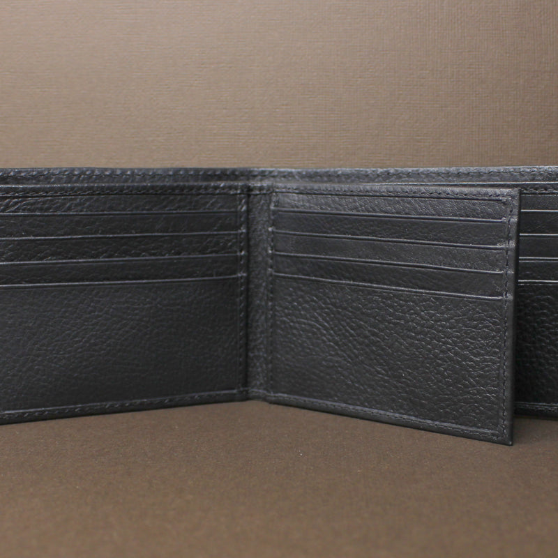 RFID Cowhide Full-Grain Leather Bi-Fold Wallet