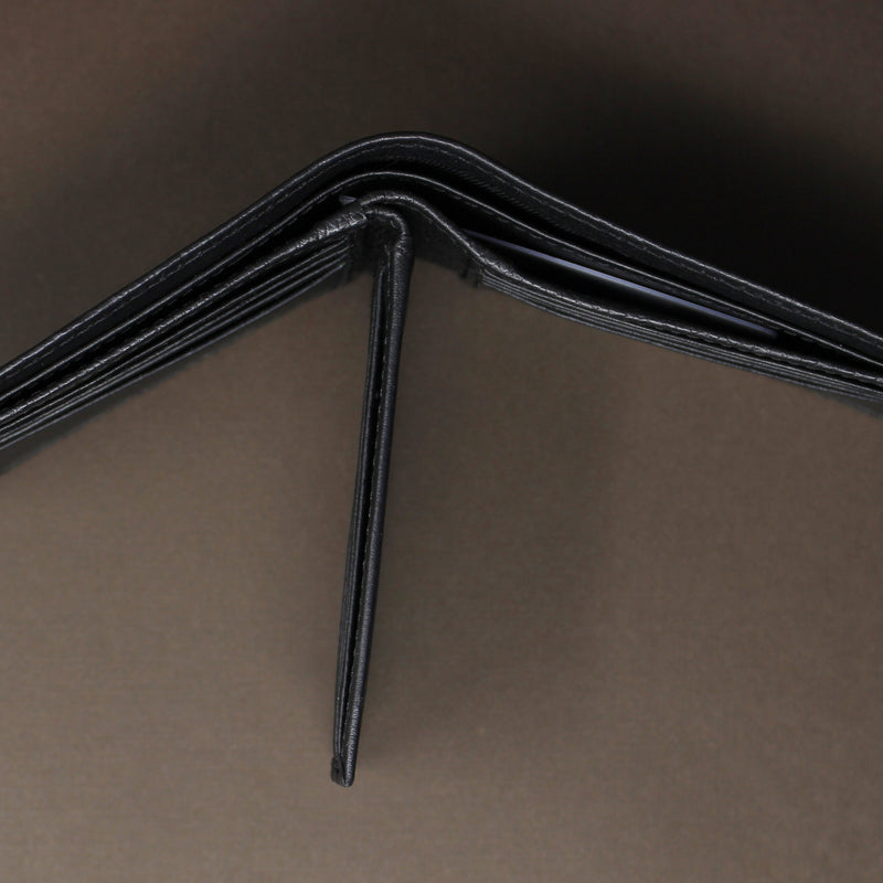 RFID Cowhide Full-Grain Leather Bi-Fold Wallet