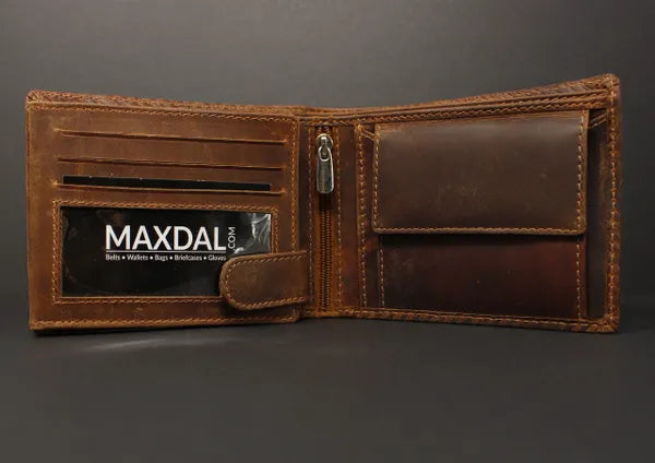 RFID Distressed Full-Grain Leather Bi-Fold Wallet