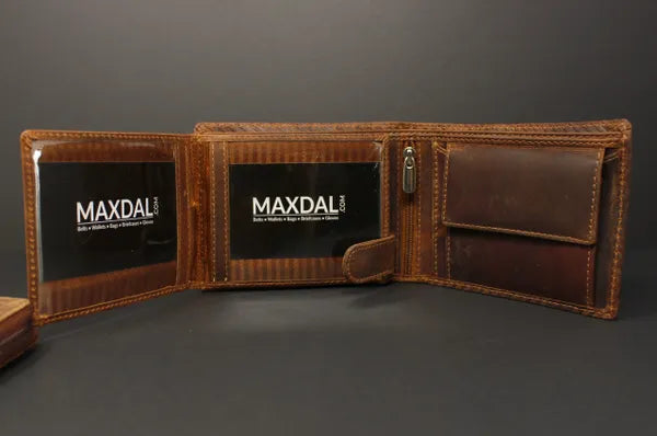 RFID Distressed Full-Grain Leather Bi-Fold Wallet