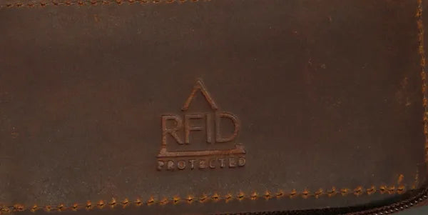 RFID Distressed Full-Grain Leather Bi-Fold Zipper Wallet