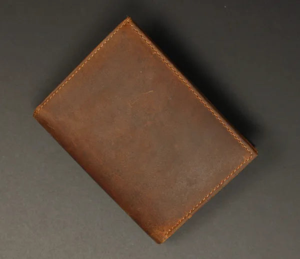 RFID Distressed Full-Grain Leather Bi-Fold Zipper Wallet