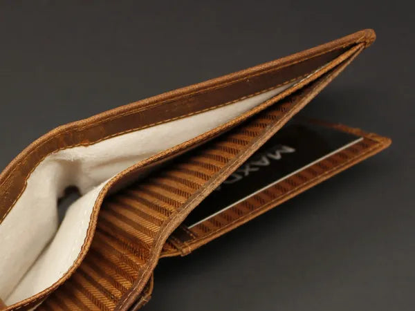 RFID Distressed Full-Grain Leather Bi-Fold Wallet