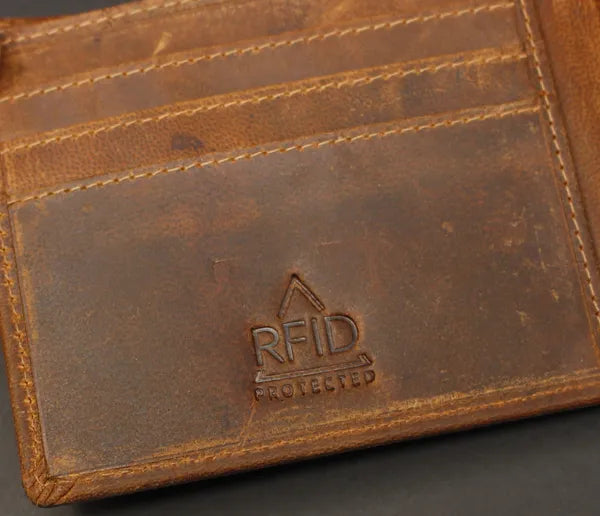 RFID Distressed Full-Grain Leather Bi-Fold Wallet
