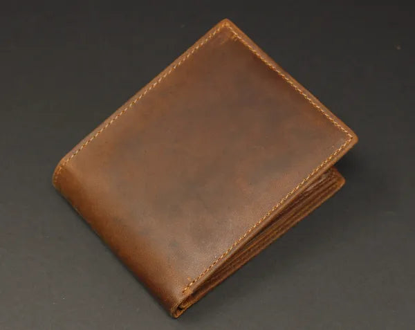 RFID Distressed Full-Grain Leather Bi-Fold Wallet