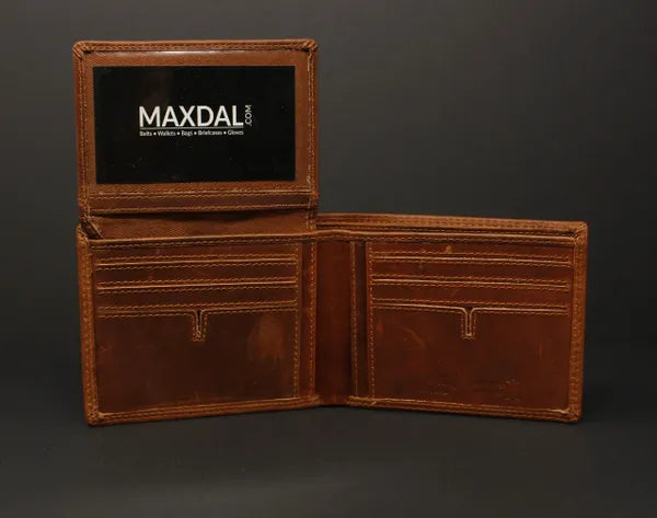 RFID Distressed Oil Pull Up Full-Grain Leather Bi-Fold Wallet